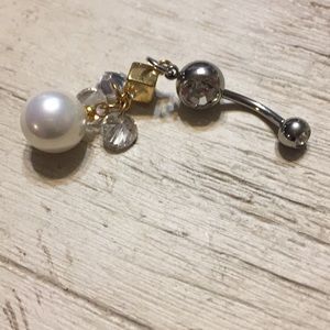 Pearl dangle belly ring